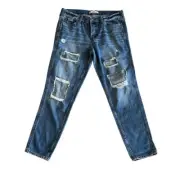 Hollister Womens Jeans Button Fly Medium Wash Distressed Size 29 NWT