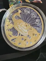 Limited EditionPeacock 2024 Gold Plated 1oz Silver Proof Coin