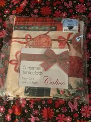 Benson Mills Co. New Package Christmas Calico Fabric Tablecloth 60 by 84" Oblong