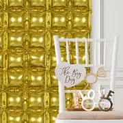 10 Gold 43" x 11" Square Design Mylar Foil Balloons Wall Backdrop Events