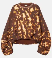 [Dries Van Noten] Dries Van Noten Printed gathered cotton sweatshirt AU 10 brown