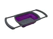 Silicone Collapsible Colander for Kitchen Sink in Purple