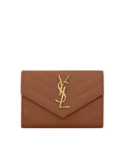 Saint Laurent Monogram Small Envelope Wallet in Grain de Poudre Embossed Leather