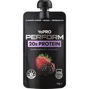 YoPRO Perform 20g Protein Mixed Berries Yoghurt Pouch 175g