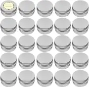 TUZAZO 24Pack 2 Oz Aluminum Tin Cans with Screw Lid and Labels, 2 oz, Silver