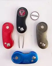 NFL 2 Prong Switchblade GOLF DIVOT REPAIR TOOL Blue + Ballmark ATLANTA FALCONS