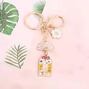 qbodp 2 Pcs Metal Keychain Japanese Good Luck Charms Sakura Fan Charm Key Ring Aesthetics Ornament Key Chain Accessories for Women Wallet Bag Car Key