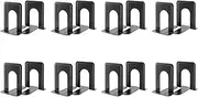 MaxGear Book Ends Universal Premium Bookends for Shelves, Non-Skid Bookend, Heavy Duty Metal Book Stopper for Books/Movies/CDs/Video Games, 6 x 4.6 x 6 in, Black,8 Pairs/16 Pieces, Large
