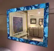 Blue Agate Stone Wall Mirror | Stunning Natural Accent for Home Decor