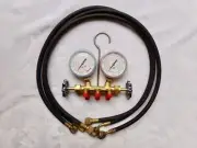 Vintage Uniweld HVAC Manifold Air Pressure Gauge R-12 R-22 R-502/W/hoses