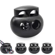12 Pack Black Plastic Spring Cord Lock Toggle Stopper for Drawstring, Paracor...