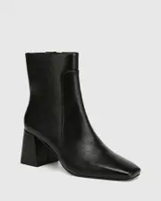 Novea Black Crinkle Patent Leather Ankle Boot