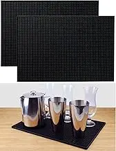 2 PCS Rubber Bar Mats, 45 * 30cm Bar Mat Modern Durable Service Bar Mat for Spills, Restaurants and Counter Top-Dish Drying Mat, Thick Durable and Stylish Black Bar Spill Mat, Service Mat for Coffee