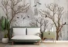 3D Gray Tree Bird Wallpaper Wall Murals Removable Wallpaper 46