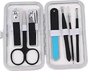 Baluue Nail Clippers Eyebrow Scissor Tweezers Set 7-in-1 Manicure Set Nail Clipper Kit Eyebrow Trimmer Set Pu Leather Storage Case Portable Sturdy