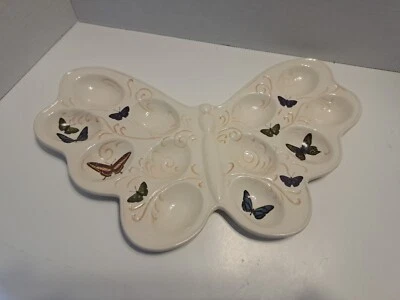 Grasslands Road~ Monarch Butterfly Deviled Egg Serving Tray Dish White
