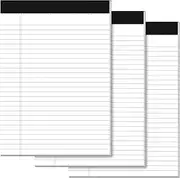 8.5 x 11.75 Legal Pads Wide Ruled Legal Note Pads 3 Pack, 30 Sheets Perforated Double-Sided Printing Paper White Notepads 8.5 x 11.75 Inch for Study Notes, 70 GSM Pads of Paper 30 Lines for Homework