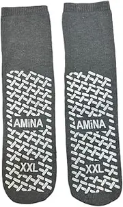 AMiNA Non Slip Socks for Women and Men, 3 Pairs Grip Socks Hospital Non Slip Socks Safety Grippy Socks for Elderly, Recovery