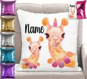 Llama Cushion Cover - Personalised - Sequin Mermaid Pillow - 6 Colours
