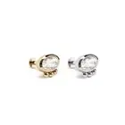 14K REAL Solid Gold Oval-Cut Diamond Beaded Stud Helix Cartilage Earring 16G