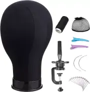 Wig Head 23Inch Canvas Block Head Wig Stand with Mannequin Head for Making Wigs