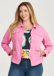 [Virtuelle] Taking Shape Lyocell Blend Stretch Jacket Size 20 in Strawberry Pink, Cotton - Plus Size Women's Clothing Strawberry Pink