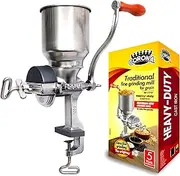 Corona Corn Grinder, Grain Mill, Manual Grinder for Corn, Rice, Soybeans, Pepper, Chickpeas, Cast Iron Wheat Grinder for Domestic Use, Gray, Corona Cast Iron Corn and Grain Mill with High Hopper