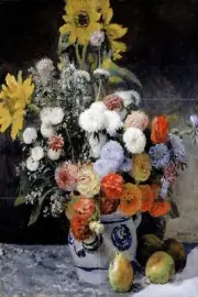 Tile Mural mixed flowers by Renoir Kitchen Shower Wall Backsplash Marble Ceramic