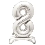 Silver Number 8 Stand Up Air Fill Balloon 76cm