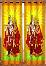 Digital Radha Krishna Printed Curtains for Home,Pooja Room Pack of 2 US