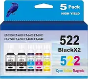 NINKLER 522 Ink Refill Compatible for 522 Ink Refill Bottles Use for ET-2800 ET-4800 ET-2400 ET-2803 ET-2720 ET-4700 ET-4810 ET-2840 Printer 5 Bottles
