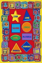 Kids Rug 5x7 ABC SHAPES Childrens School Classroom Educational Rug - Non Skid