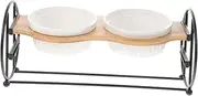 HOMOBABE 1 Set Elevated Pet Bowl Ceramic Cat and Dog Feeder Tilted Design for Easy Eating and Drinking Includes Fishbone Bowls and Stand User Friendly and Easy to Clean