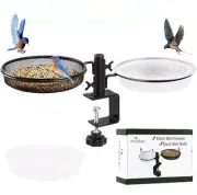 Deck Bird Feeders with Metal Mesh Tray & 2 Water Bowls Detachable Adjustable New