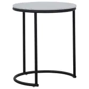 Taro 40cm Marble &amp; Steel Side Table White