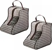 [jooact] Travel Shoe Bags Tall/Short Boots Storage Bags Dust-proof Shoe Storage Organizer Shoe Pouch with Zipper for Travel and Daily, 2 pack short grid, Shoe Bag