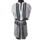 VINCE Scarf Print Dress 100% Silk Drawstring Waist Size XS New with Tags