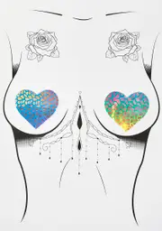 [Neva Nude] Rainbow Dino Holographic Blacklight Heart Pasties