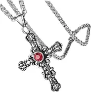 [WRITWAA] 1pc Retro Cross Pendant Necklace for Men Nostalgia Accessory Clavicle Chain for Parties Weddings and Daily Wear