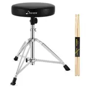 Drum Throne Set, Padded Seat Height Adjustable Drum Stools, 5A Drumsticks