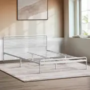 Oikiture Metal Bed Frame Double Size Bed Base Beds Platform White