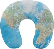 WYUSPGK Travel Pillow, World Map Print Neck Pillow U-shaped Pillow Travel Neck Pillow Memory Foam Pillow Airplane Pillow Portable Pillow
