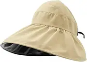 [SAXTZDS] Summer Double-Layer Fisherman Hat Female Empty Top Sun Hat Black Glue Coating Outdoor UV Protection Foldable Sunshade Hat
