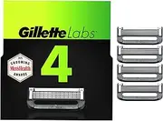 Gillette Labs Mens Razor Blade Refills Compatible with Gillette Labs Razors - 4 Cartridges With Exfoliating Bar