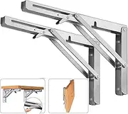 DAWNTREES Folding Shelf Brackets,24 Inch Heavy Duty, 2 Pcs Shelf Brackets, 304 Stainless Steel L Type Shelves, Floating Shelf Bracket, Metal Shelf Brackets On Wall。