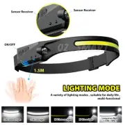 1X Waterproof COB LED Motion Sensor Head Torch Headlight Rechargeable Headlamp