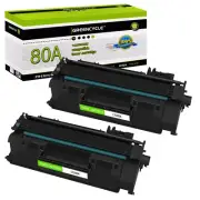 2PK CF280A 80A Toner Cartridge Compatible With HP LaserJet Pro 400 M401dn M401a