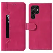 Stand Wallet Folio Flip Stitching Protective Leather Phone Case Shell For Samsung Galaxy S22 Ultra 5g - Green