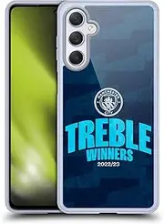 Head Case Designs Officially Licensed Manchester City Man City FC Graphics 2023 Treble Winners Gel Case [Military Grade Protection] Compatible with Samsung Galaxy M54 5G