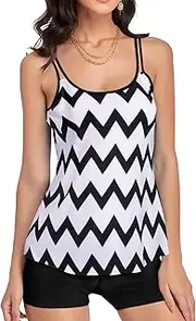 [Fiohiros] Tankini Women's Set Two Piece Swimwear Top with Shorts Tummy Control Swimsuit Sporty Quick Drying